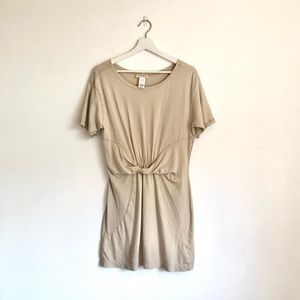 L*Space Beachwood Sand Beige Twist Front T-Shirt Dress Size Medium